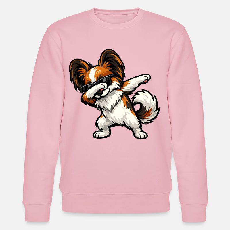 Chien Papillon - Sweat bio CHANGER Stanley/Stella Unisexe - rose pâle