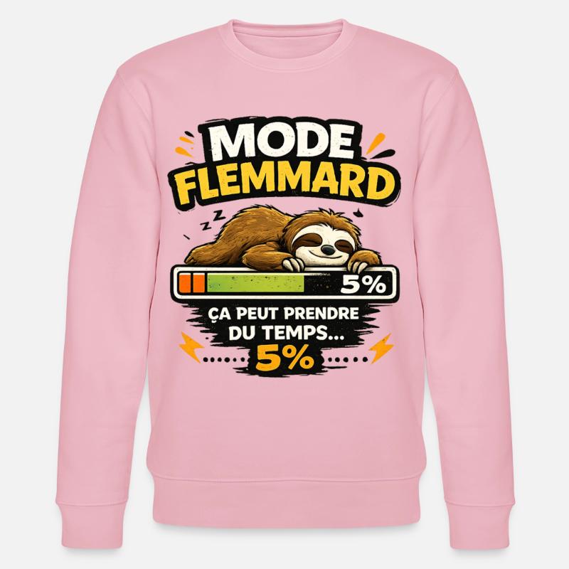 Mode Flemmard: Paresseux en Progression - Sweat bio CHANGER Stanley/Stella Unisexe - rose pâle