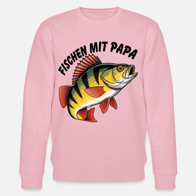 Fischen mit Papa - Stanley/Stella Unisex Bio-Sweatshirt CHANGER  - Hellrosa