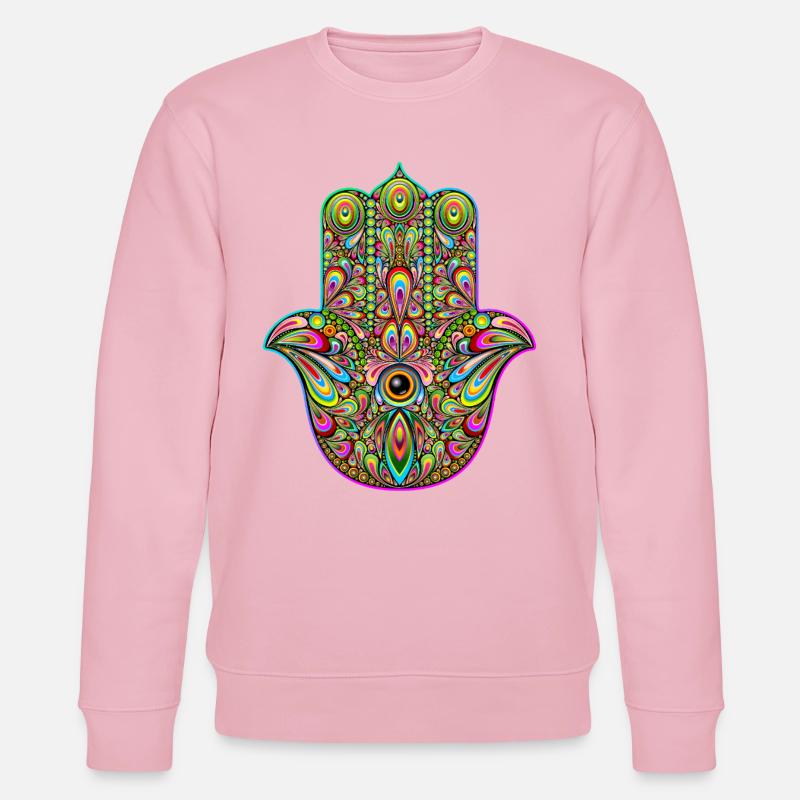 Hamsa Hand Trippy Psychedelic Art - Stanley/Stella CHANGER Unisex Organic Sweatshirt - cotton pink