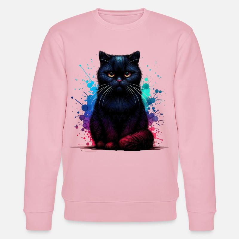 Black Cat Gift - Stanley/Stella CHANGER Unisex Organic Sweatshirt - cotton pink