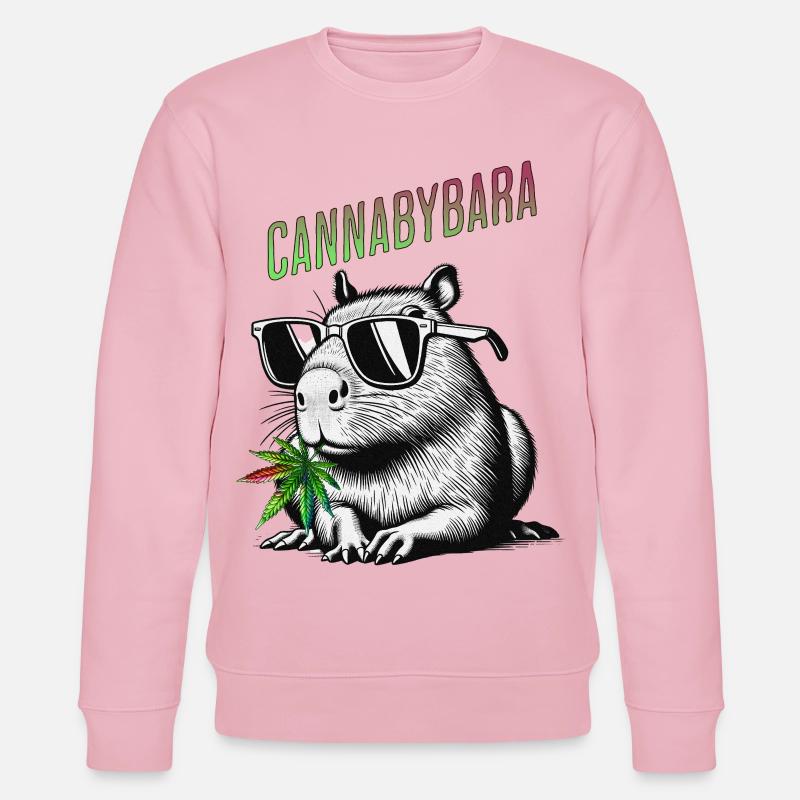 Cannabybara Chill Capybara Cannabis Style - Sweat bio CHANGER Stanley/Stella Unisexe - rose pâle