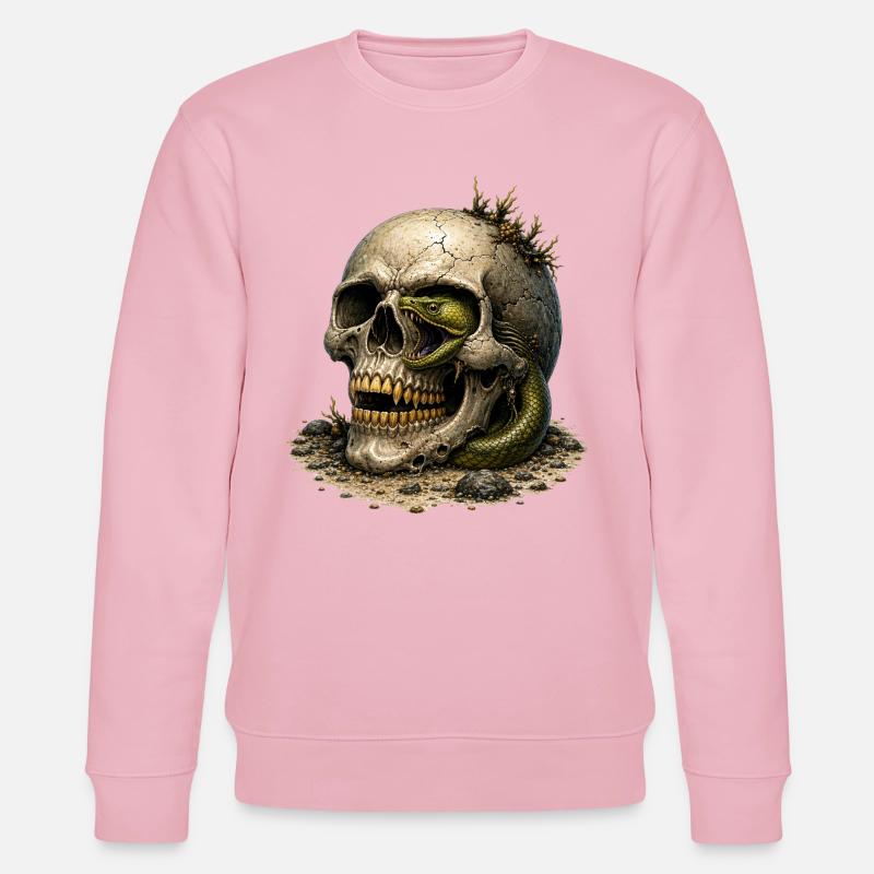 Schädel und Schlange im Sand - Stanley/Stella Unisex Bio-Sweatshirt CHANGER - Hellrosa