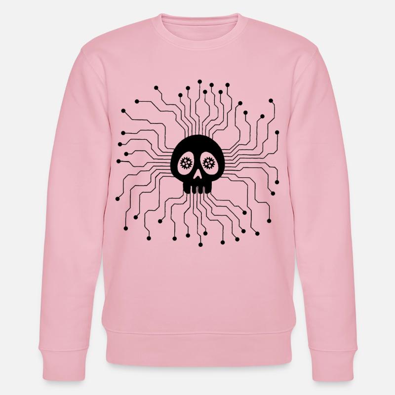 Microprocessor Skull (Black) - Stanley/Stella CHANGER Unisex Organic Sweatshirt - cotton pink