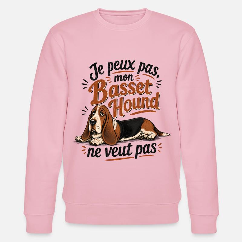 Basset Hound Décontracté - Sweat bio CHANGER Stanley/Stella Unisexe - rose pâle