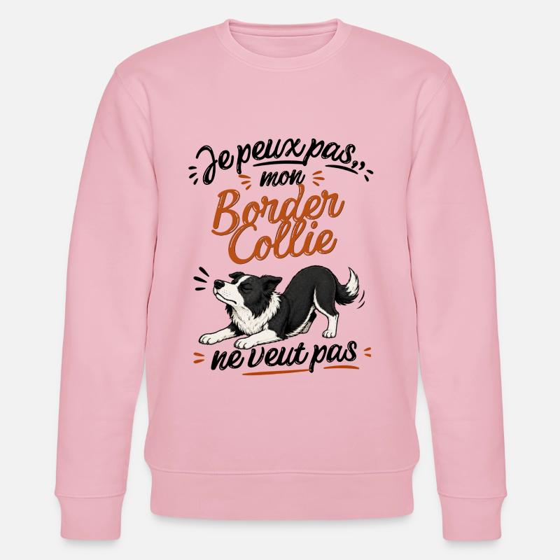 Border Collie Décontracté Illustré - Sweat bio CHANGER Stanley/Stella Unisexe - rose pâle