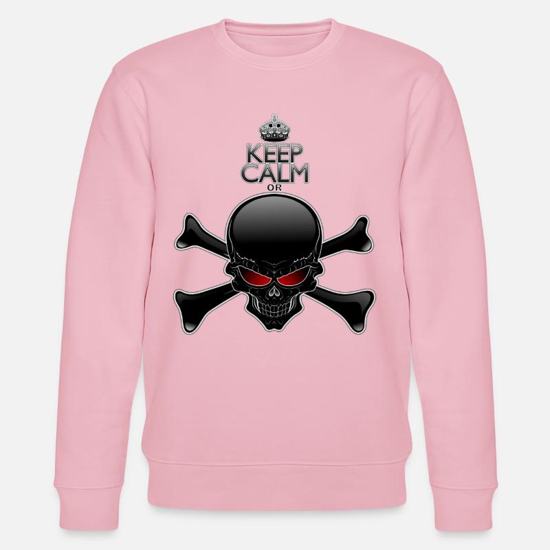 Bleib ruhig oder sterbe, Schwarzer Schädel - Stanley/Stella Unisex Bio-Sweatshirt CHANGER - Hellrosa