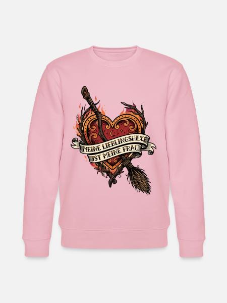 Lieblingshexe Herz Hexenbesen Frau - Stanley/Stella Unisex Bio-Sweatshirt CHANGER  - Hellrosa