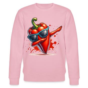 Bunte dabbende rote Paprika mit Sonnenbrille - Stanley/Stella Unisex Bio-Sweatshirt CHANGER  - Hellrosa - Vorne - Jaron (178cm) & Liana (172cm)