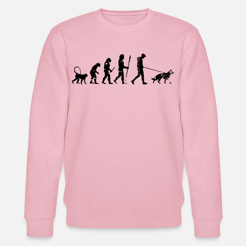 German Shepherd Evolution - Stanley/Stella CHANGER Unisex Organic Sweatshirt - cotton pink