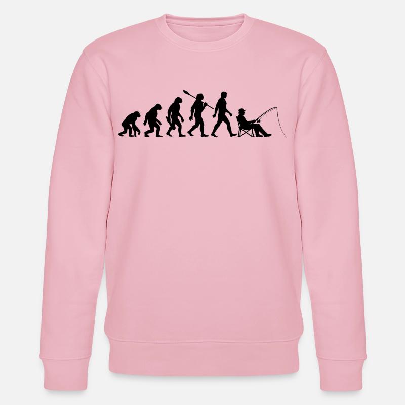 Evolution - Pêche, Cadeau de pêcheur - Sweat bio CHANGER Stanley/Stella Unisexe - rose pâle