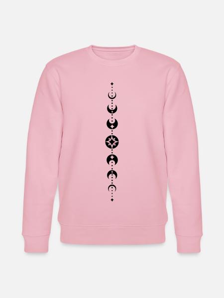 Toteemi, jossa on kuun vaiheita ja tähtiä. Musta. - Stanley/Stella CHANGER unisex luomu-collegepaita - vaaleanpunainen