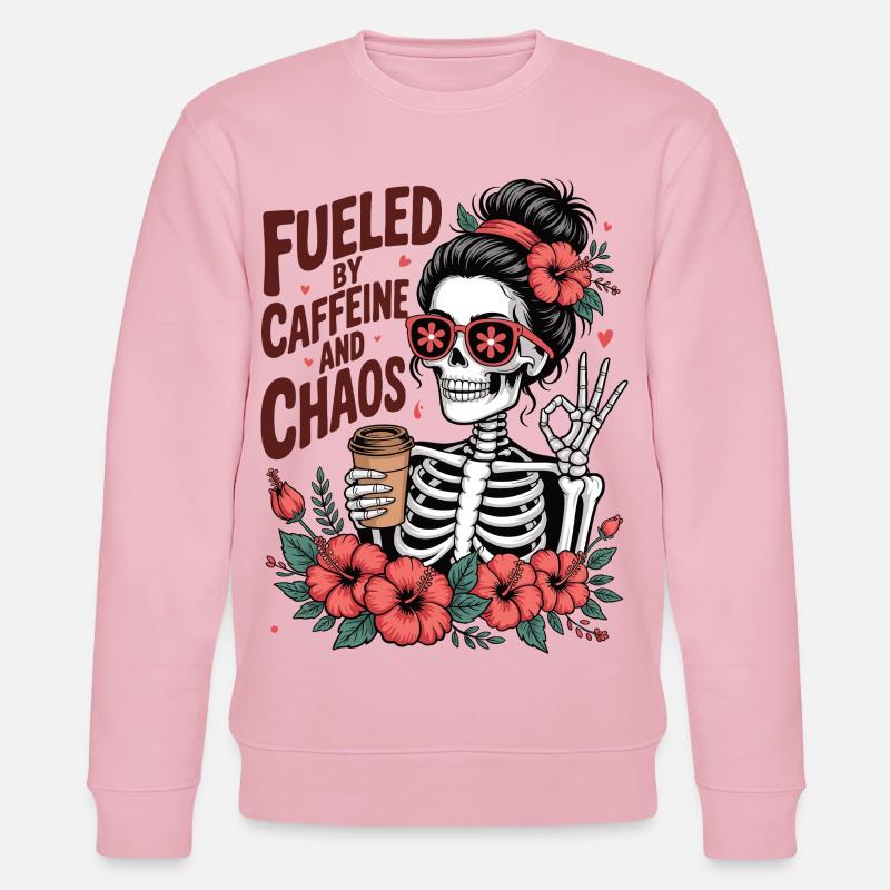 Mutter Koffein Mutter Skelett Kaffee - Stanley/Stella Unisex Bio-Sweatshirt CHANGER  - Hellrosa