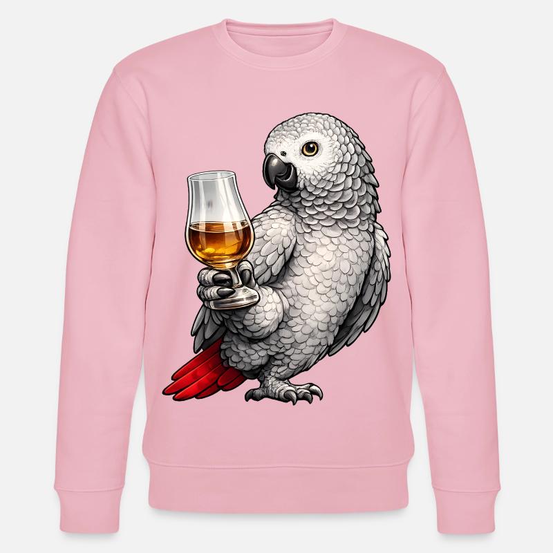 Whisky perroquet gris d’Afrique - Sweat bio CHANGER Stanley/Stella Unisexe - rose pâle