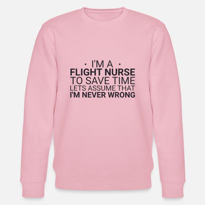 Flight Nurse Never Wrong Luftrettung - Stanley/Stella Unisex Bio-Sweatshirt CHANGER  - Hellrosa