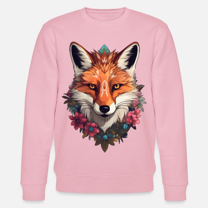 Fuchs mit Blumen - Stanley/Stella Unisex Bio-Sweatshirt CHANGER  - Hellrosa