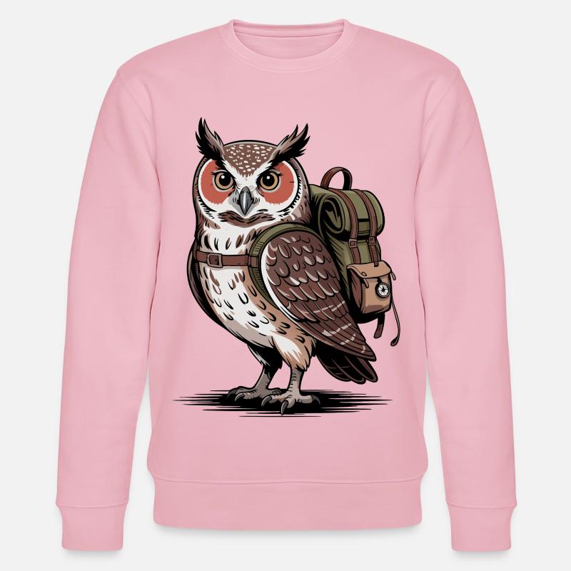 Eule mit Rucksack - Stanley/Stella Unisex Bio-Sweatshirt CHANGER  - Hellrosa