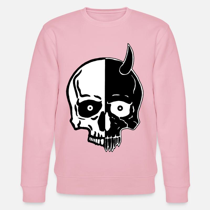 Schädel und Dämon Yin und Yang - Stanley/Stella Unisex Bio-Sweatshirt CHANGER  - Hellrosa