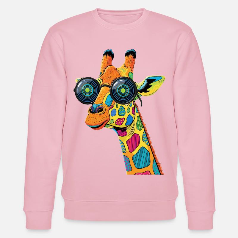 Bunte Giraffe mit Sonnenbrille - Stanley/Stella Unisex Bio-Sweatshirt CHANGER  - Hellrosa