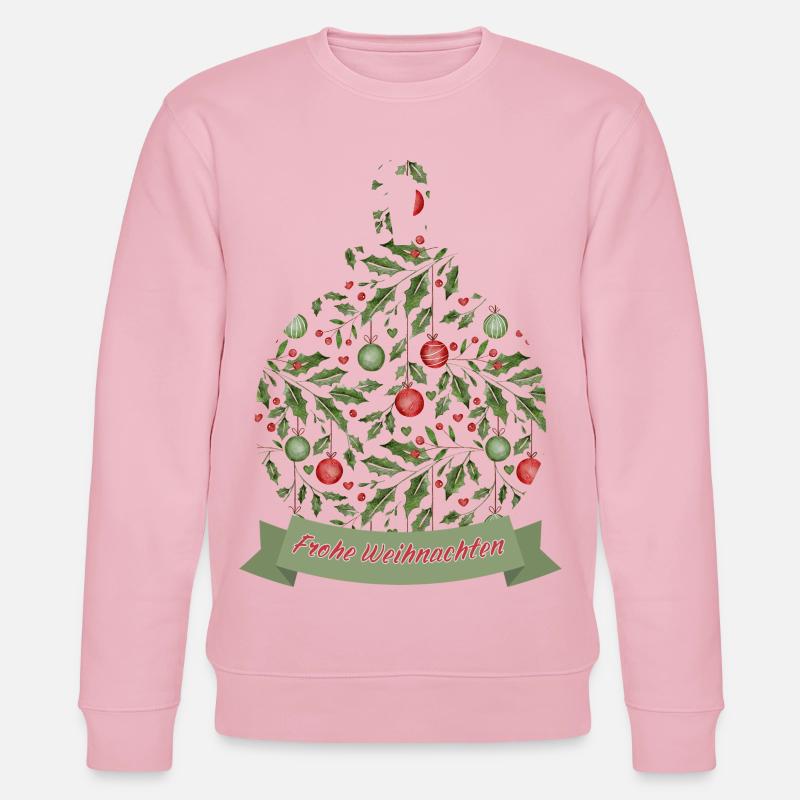 Weihnachtskugel mit Text Frohe Weihnachten - Stanley/Stella Unisex Bio-Sweatshirt CHANGER  - Hellrosa