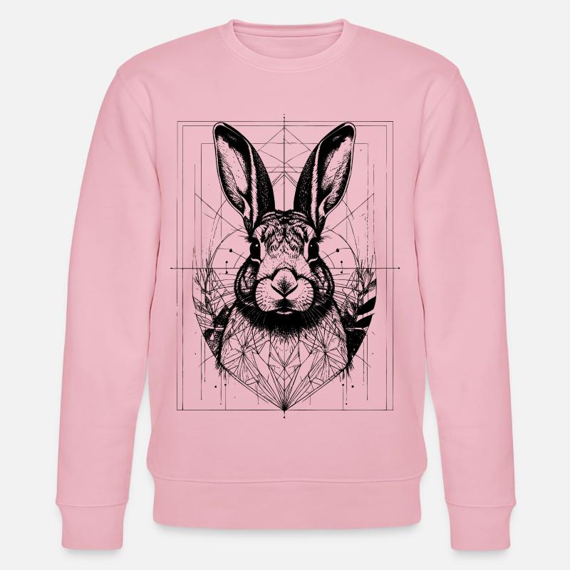 Kaninchen in geometischen Rahmen - Stanley/Stella Unisex Bio-Sweatshirt CHANGER  - Hellrosa