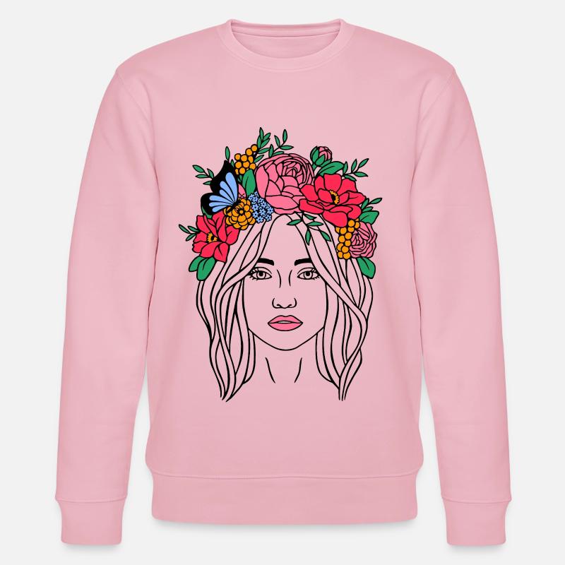 Femme Bohème à la Fleur - Sweat bio CHANGER Stanley/Stella Unisexe - rose pâle