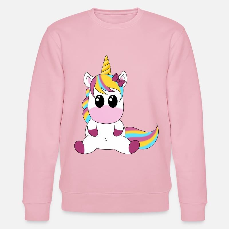 Einhorn Regenbogen Kuschelmotiv - Stanley/Stella Unisex Bio-Sweatshirt CHANGER  - Hellrosa