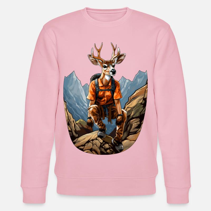 Hirsch Bergsteiger / Wandern Hirsche - Stanley/Stella Unisex Bio-Sweatshirt CHANGER  - Hellrosa