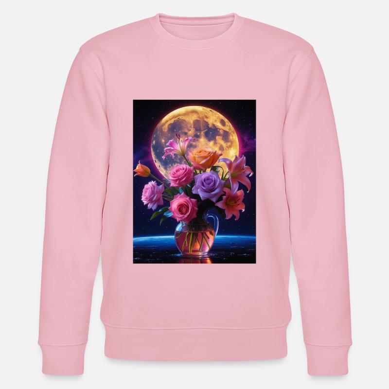 Celestial Bloom Under Full Moon - Stanley/Stella CHANGER Unisex Organic Sweatshirt - cotton pink