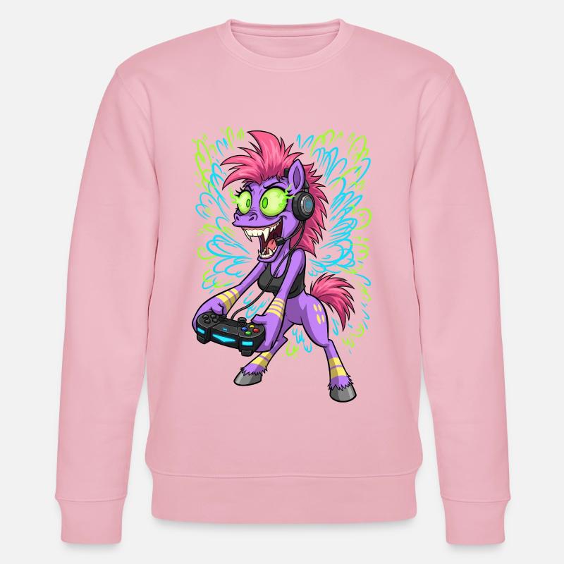 Neon Gaming Pony mit Kopfhörern - Stanley/Stella Unisex Bio-Sweatshirt CHANGER  - Hellrosa