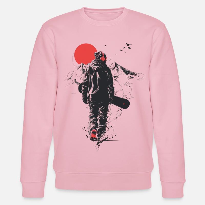 Roter Mond Snowboarder Silhouette - Stanley/Stella Unisex Bio-Sweatshirt CHANGER - Hellrosa
