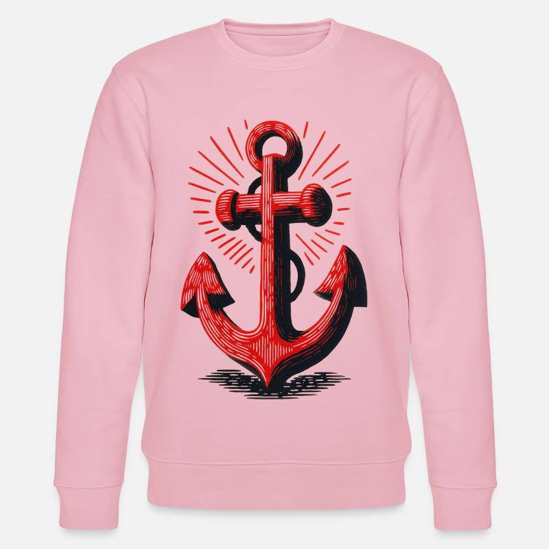 Rotes Anker Sonnenstrahl Muster - Stanley/Stella Unisex Bio-Sweatshirt CHANGER  - Hellrosa