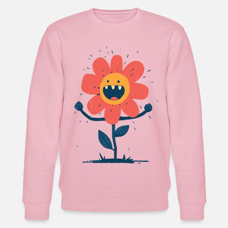 Lachende Monsterblume - Stanley/Stella Unisex Bio-Sweatshirt CHANGER  - Hellrosa