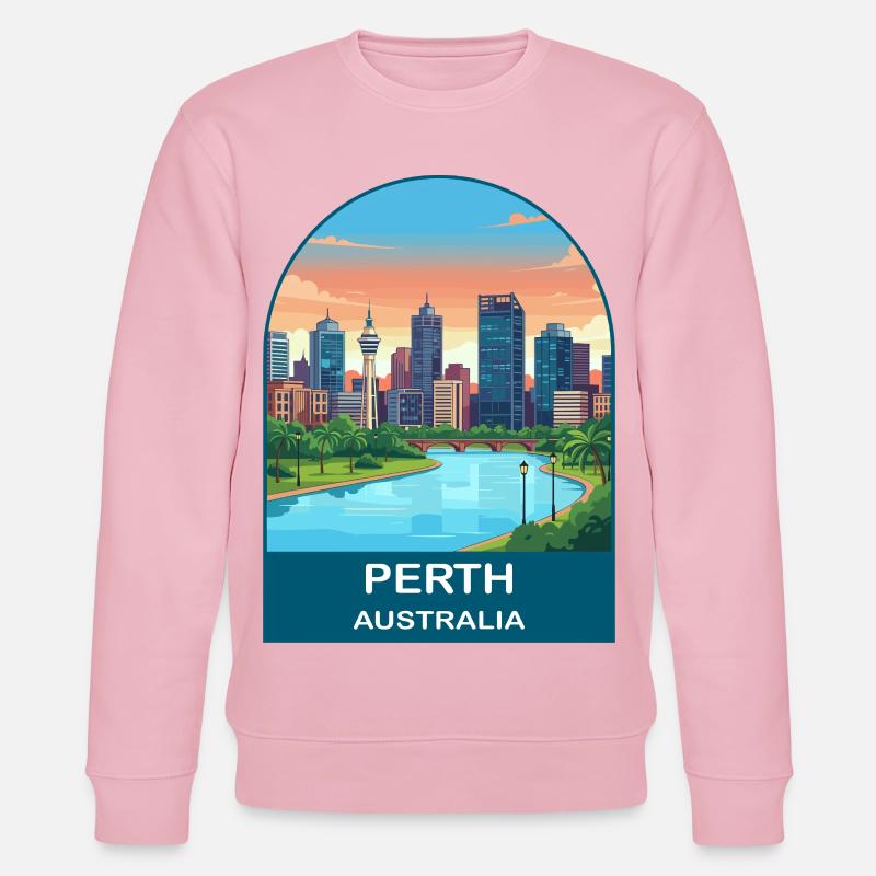 Perth, Australien Swan River Reiseplakat-Kunst - Stanley/Stella Unisex Bio-Sweatshirt CHANGER  - Hellrosa
