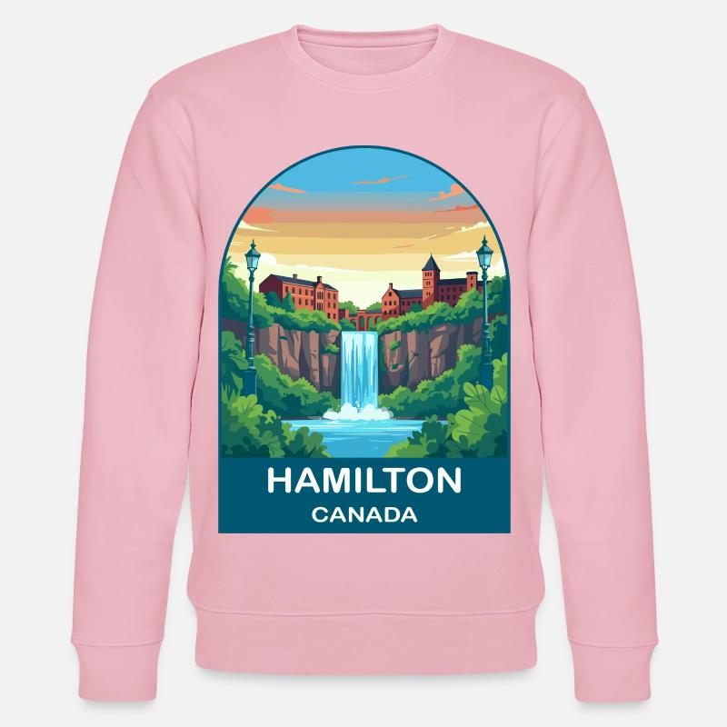 Hamilton Canada Wasserfall City Reiseplakat - Stanley/Stella Unisex Bio-Sweatshirt CHANGER  - Hellrosa