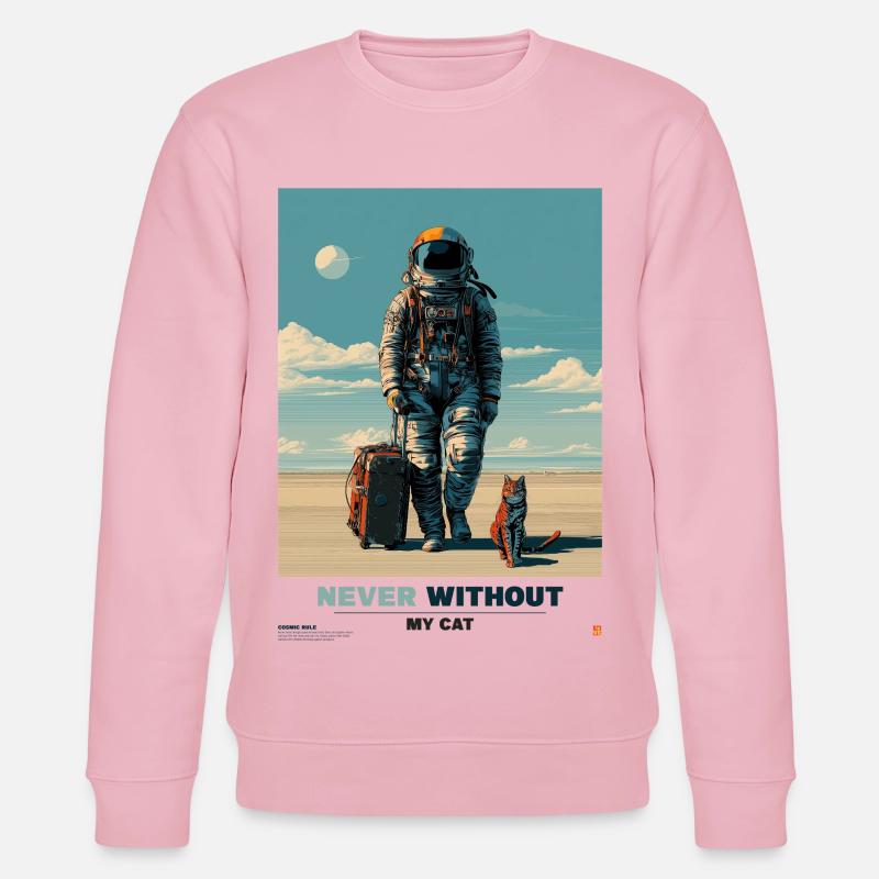 Never Without My Cat in Space - Stanley/Stella CHANGER Unisex Organic Sweatshirt - cotton pink