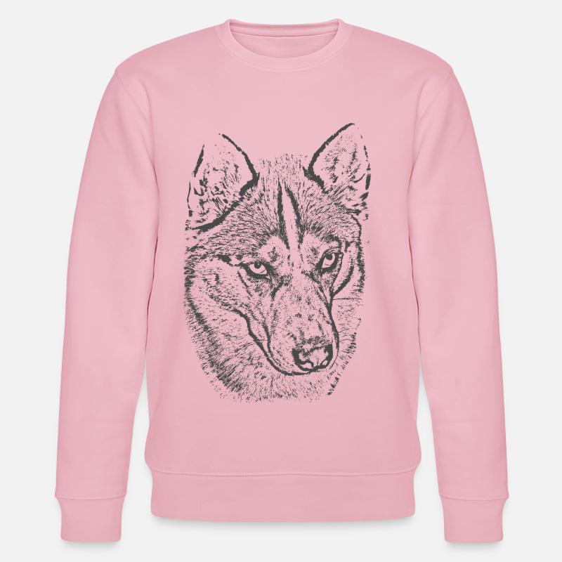 Wolfsblick Graustufen Illustration - Stanley/Stella Unisex Bio-Sweatshirt CHANGER  - Hellrosa