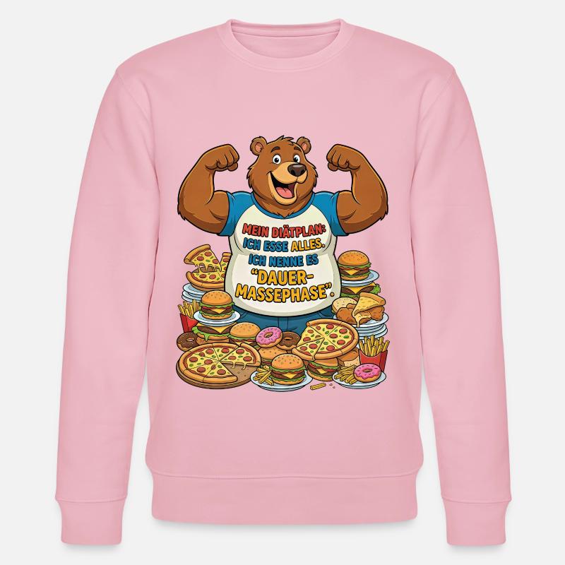 Dauer-Massephase: Bär mit Pizza - Stanley/Stella Unisex Bio-Sweatshirt CHANGER  - Hellrosa