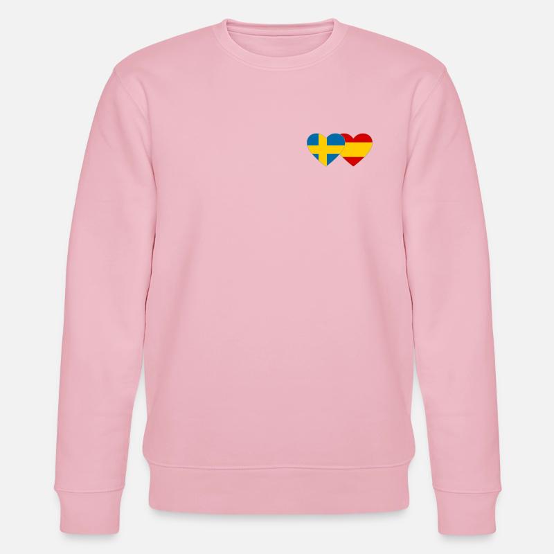 Schweden Spanien Flagge Herz - Stanley/Stella Unisex Bio-Sweatshirt CHANGER  - Hellrosa