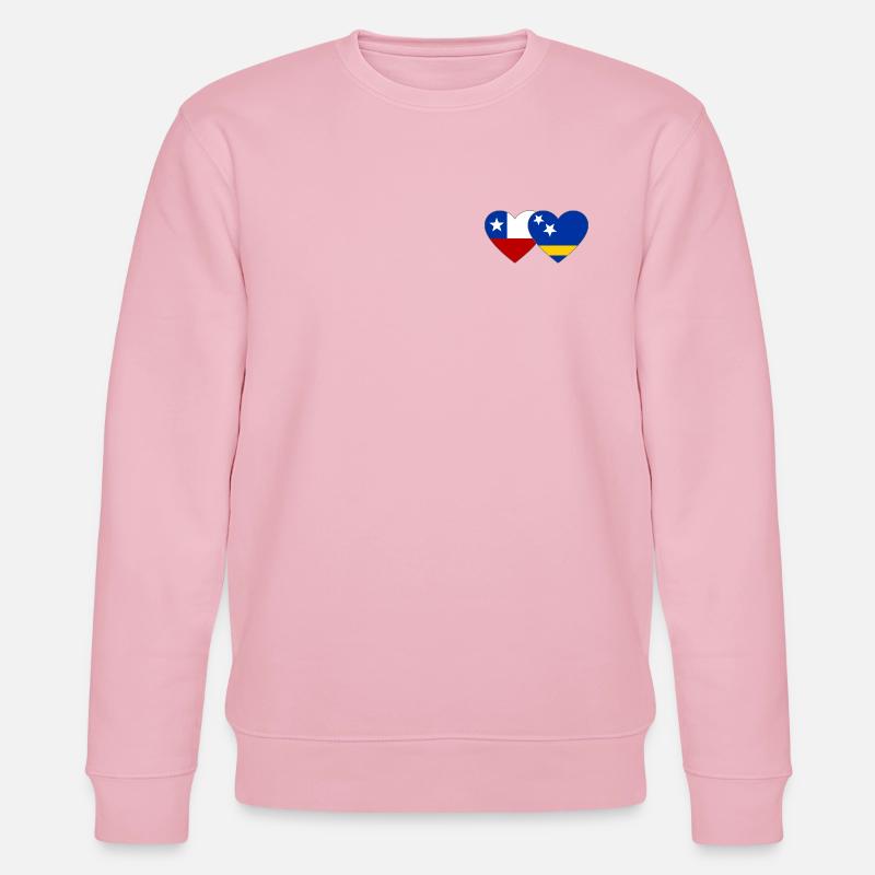 Chile_Curacao_Flagge_Herz - Stanley/Stella Unisex Bio-Sweatshirt CHANGER  - Hellrosa