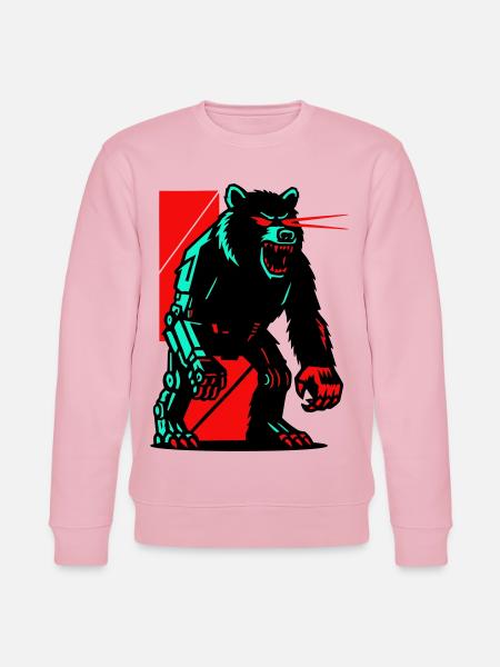 Mecha Techno Bear - Stanley/Stella CHANGER Unisex Organic Sweatshirt - cotton pink