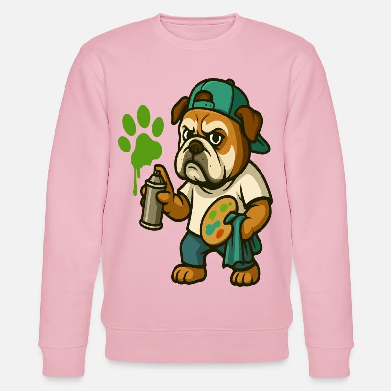 Graffiti-Bulldoggen-Maskottchen mit Sprühfarbe - Stanley/Stella Unisex Bio-Sweatshirt CHANGER - Hellrosa