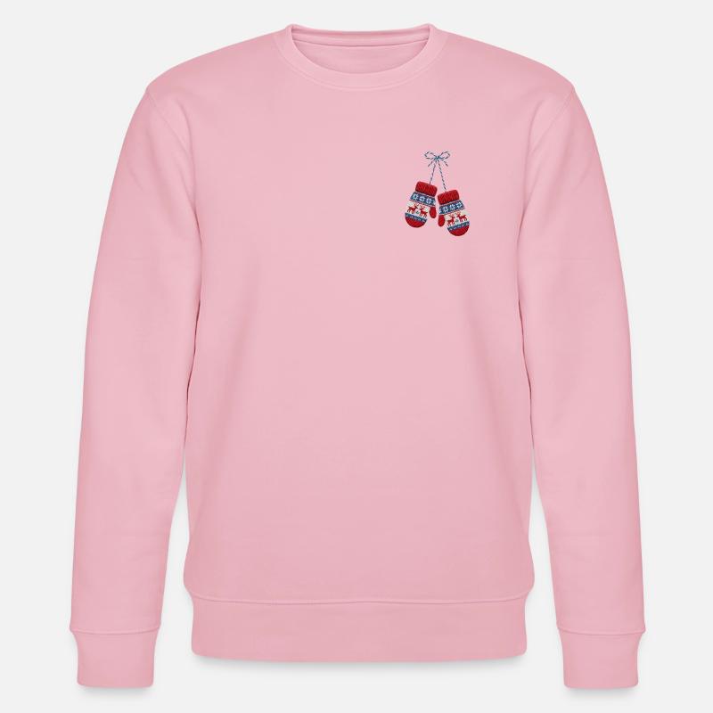 Moufles de Noël brodée (imprimé) - Sweat bio CHANGER Stanley/Stella Unisexe - rose pâle