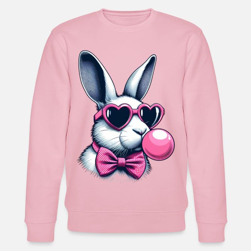 SSW31 Bunny mit Kaugummi - Stanley/Stella Unisex Bio-Sweatshirt CHANGER  - Hellrosa