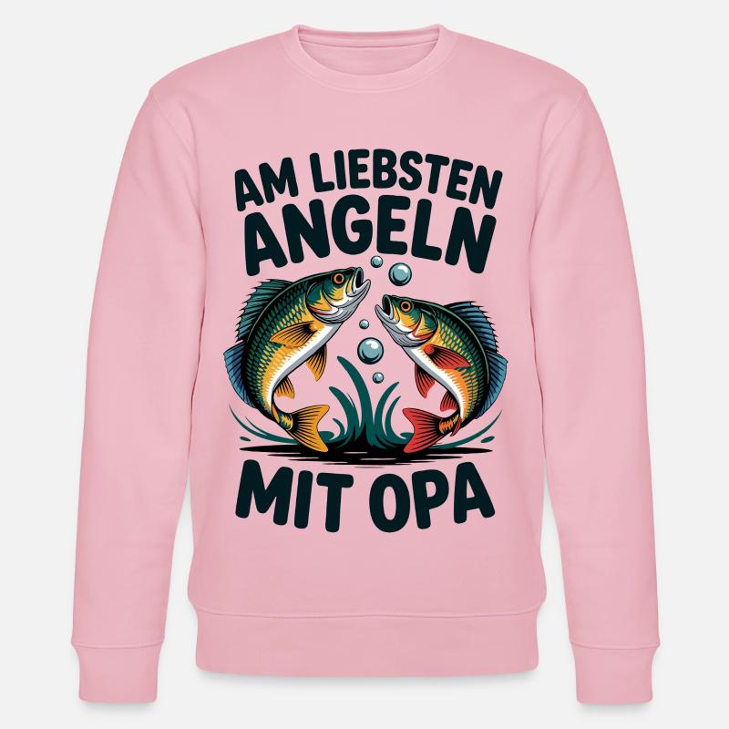 Angeln mit Opa – Zwei Barsche - Stanley/Stella Unisex Bio-Sweatshirt CHANGER  - Hellrosa