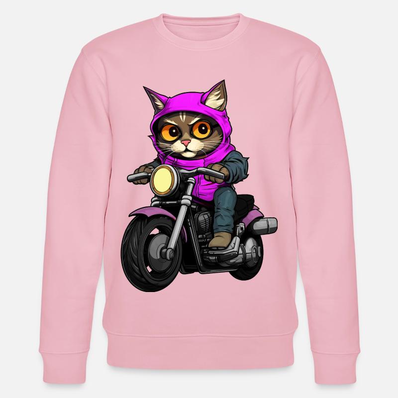 Katzen Motorradfahrer / Motorrad Katze - Stanley/Stella Unisex Bio-Sweatshirt CHANGER  - Hellrosa