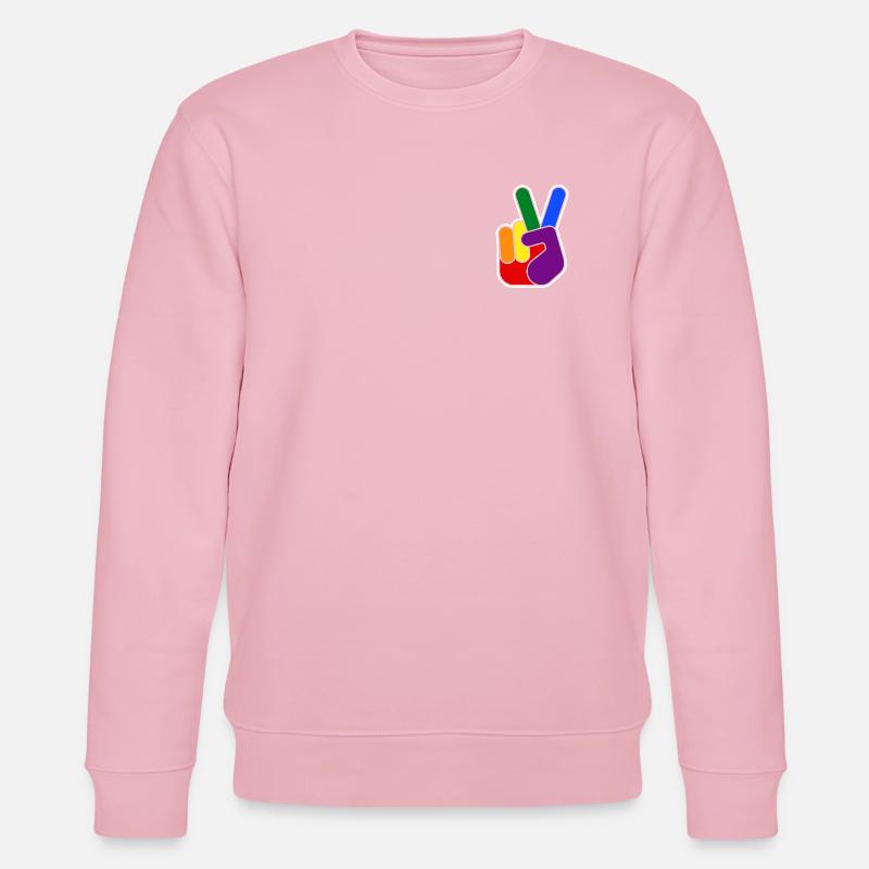 Rainbow Vsign Handdesign - Stanley/Stella Unisex Bio-Sweatshirt CHANGER  - Hellrosa