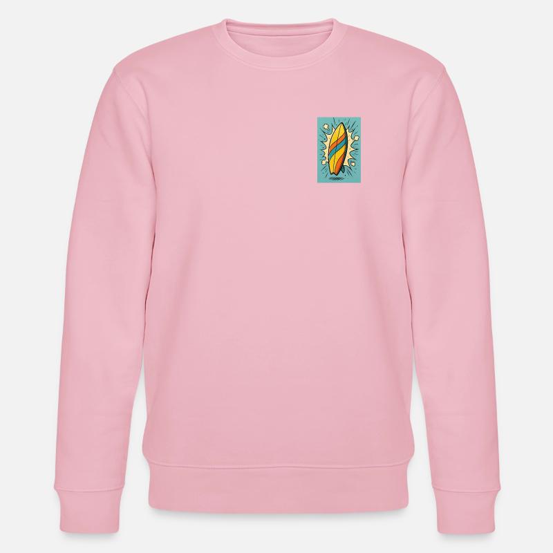 Surfbrett mit bunten Streifen - Stanley/Stella Unisex Bio-Sweatshirt CHANGER  - Hellrosa