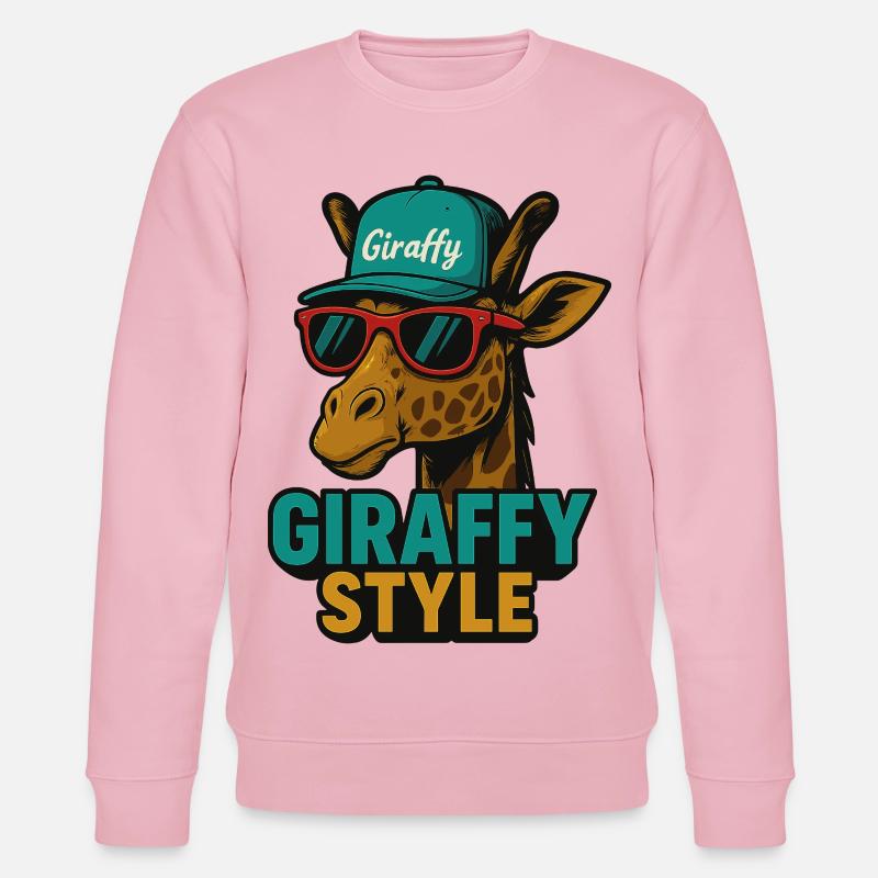Giraffy Style Giraffe mit Cap - Stanley/Stella Unisex Bio-Sweatshirt CHANGER  - Hellrosa