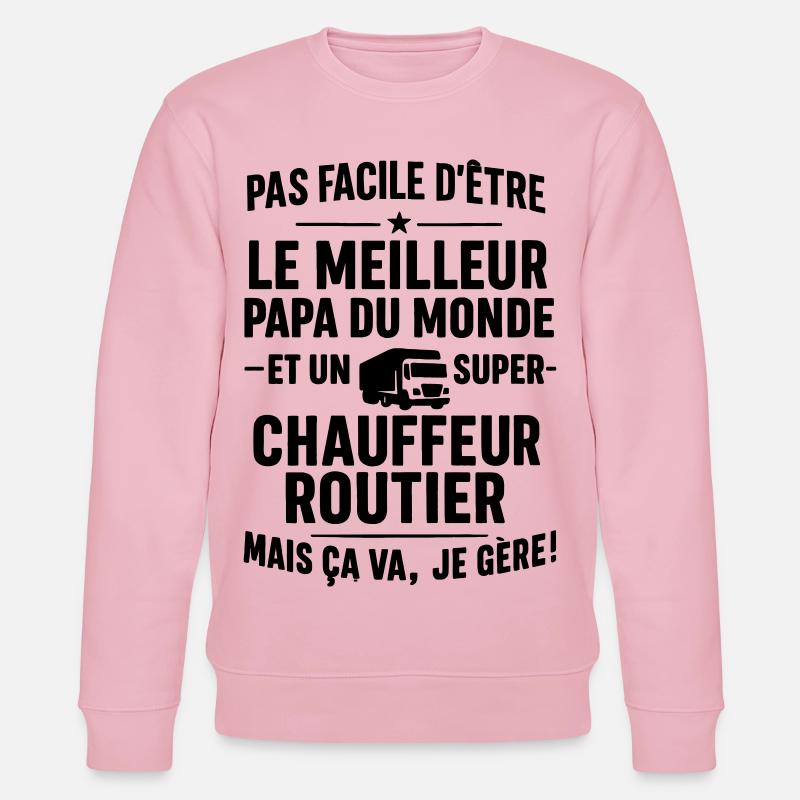 Routier – Super Papa Routier - Sweat bio CHANGER Stanley/Stella Unisexe - rose pâle